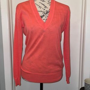 J.Crew lightweight V-neck cotton sweater. Orange- long sleeve- like new. SZ XXS